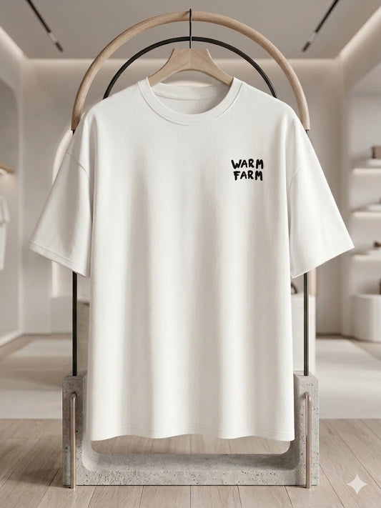Oversized white drop shoulder T shirt