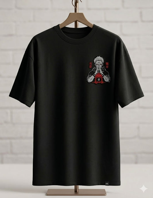 Oversized black drop shoulder T shirt