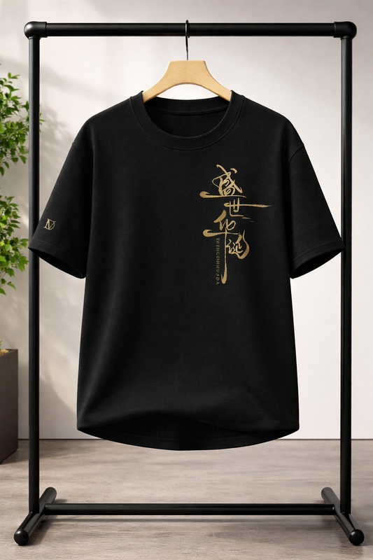 Oversized black drop shoulder T shirt