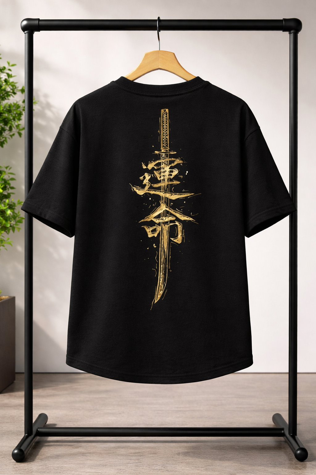 Oversized black drop shoulder T shirt