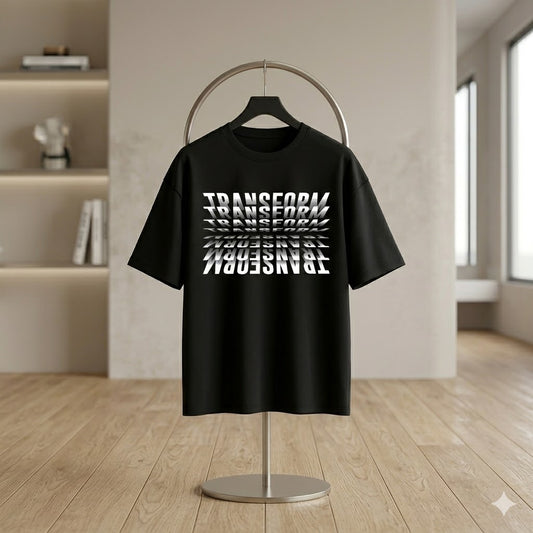 Oversized black drop shoulder T shirt