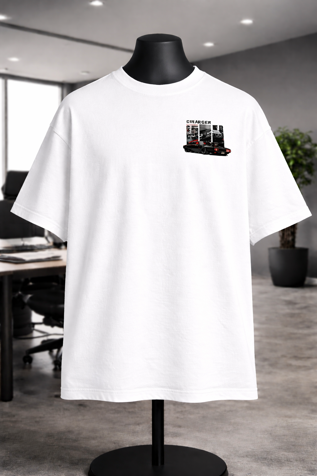 Oversized white drop shoulder T shirt