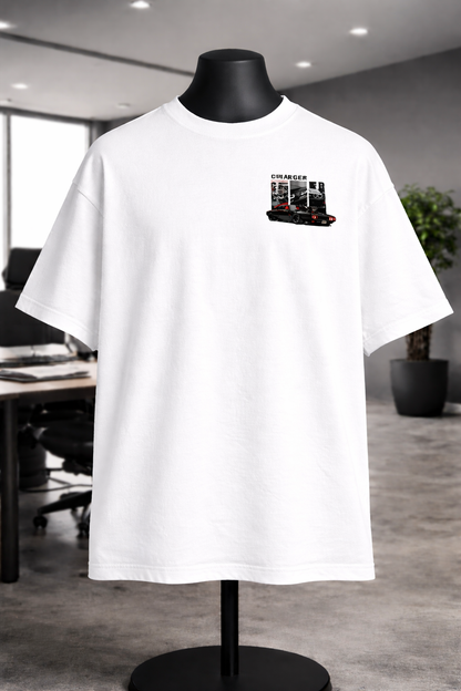 Oversized white drop shoulder T shirt