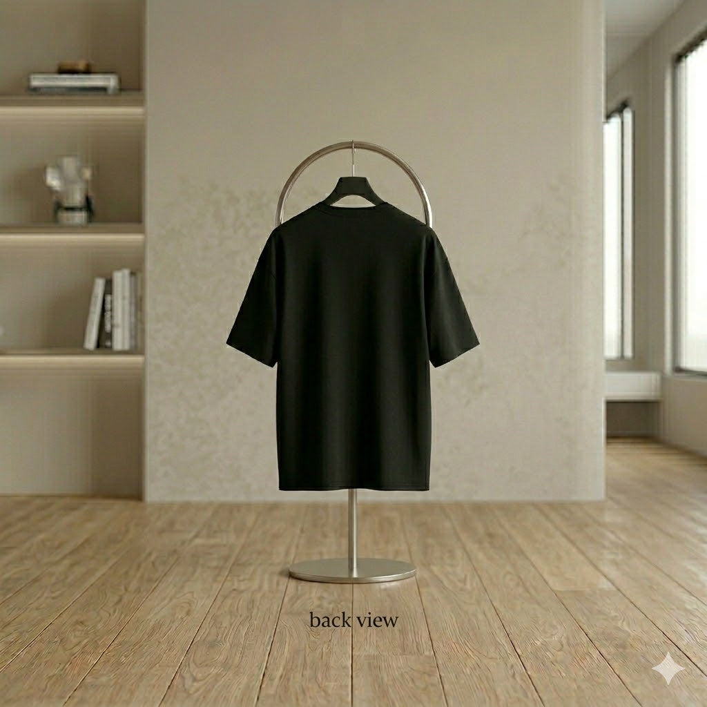 Oversized black drop shoulder T shirt