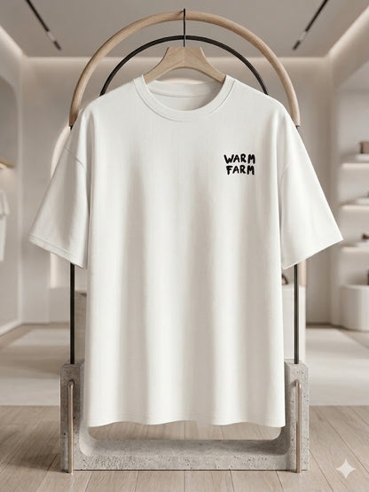Oversized white drop shoulder T shirt