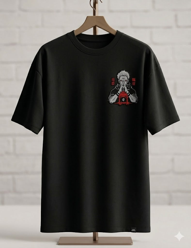 Oversized black drop shoulder T shirt